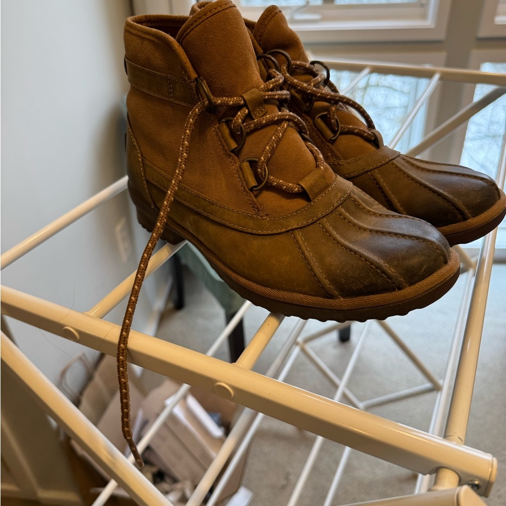 UGG Sherpa booties.  Great condition. SZ8.  Tan with cream shearling inside.